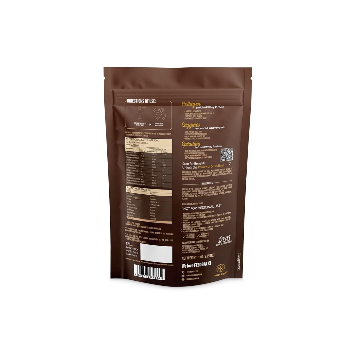 Kuerzen Super Whey Protein with Collagen & Spirulina