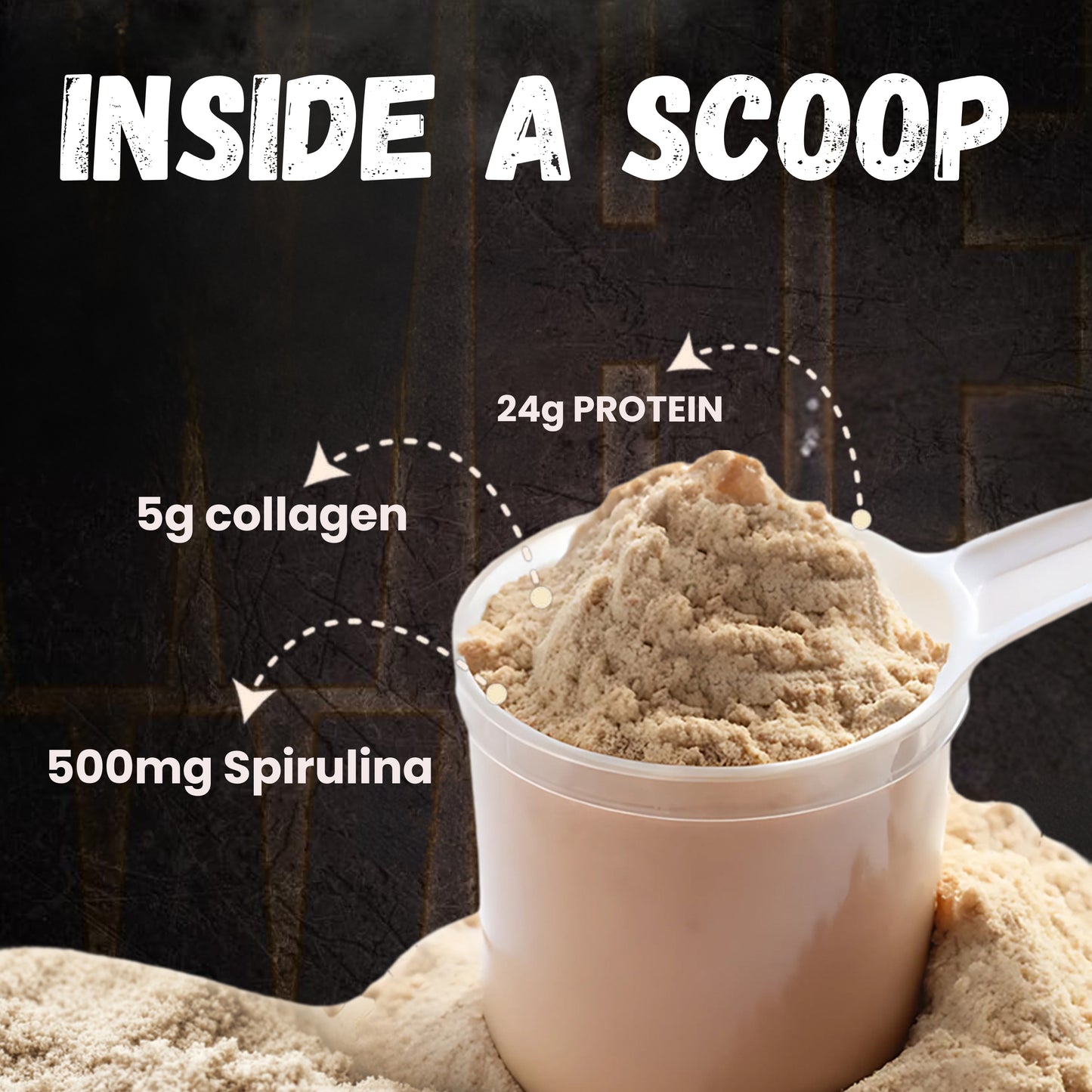 Spirulina and collagen protein blend in powder form