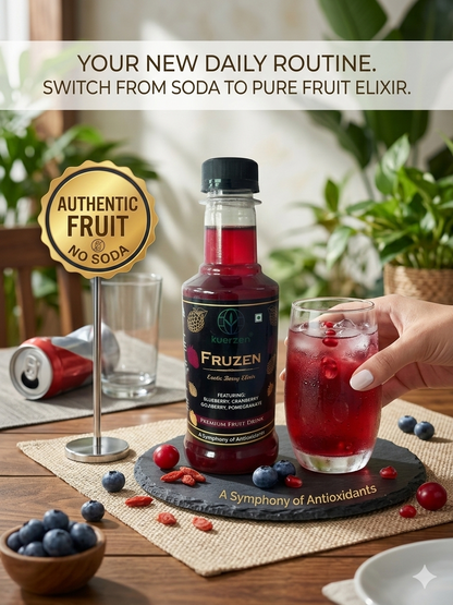 Kuerzen Fruzen Exotic Berry Elixir | Premium Antioxidant Fruit Drink (250ml) | Natural Blueberry, Cranberry & Pomegranate | Healthy No-Soda Alternative