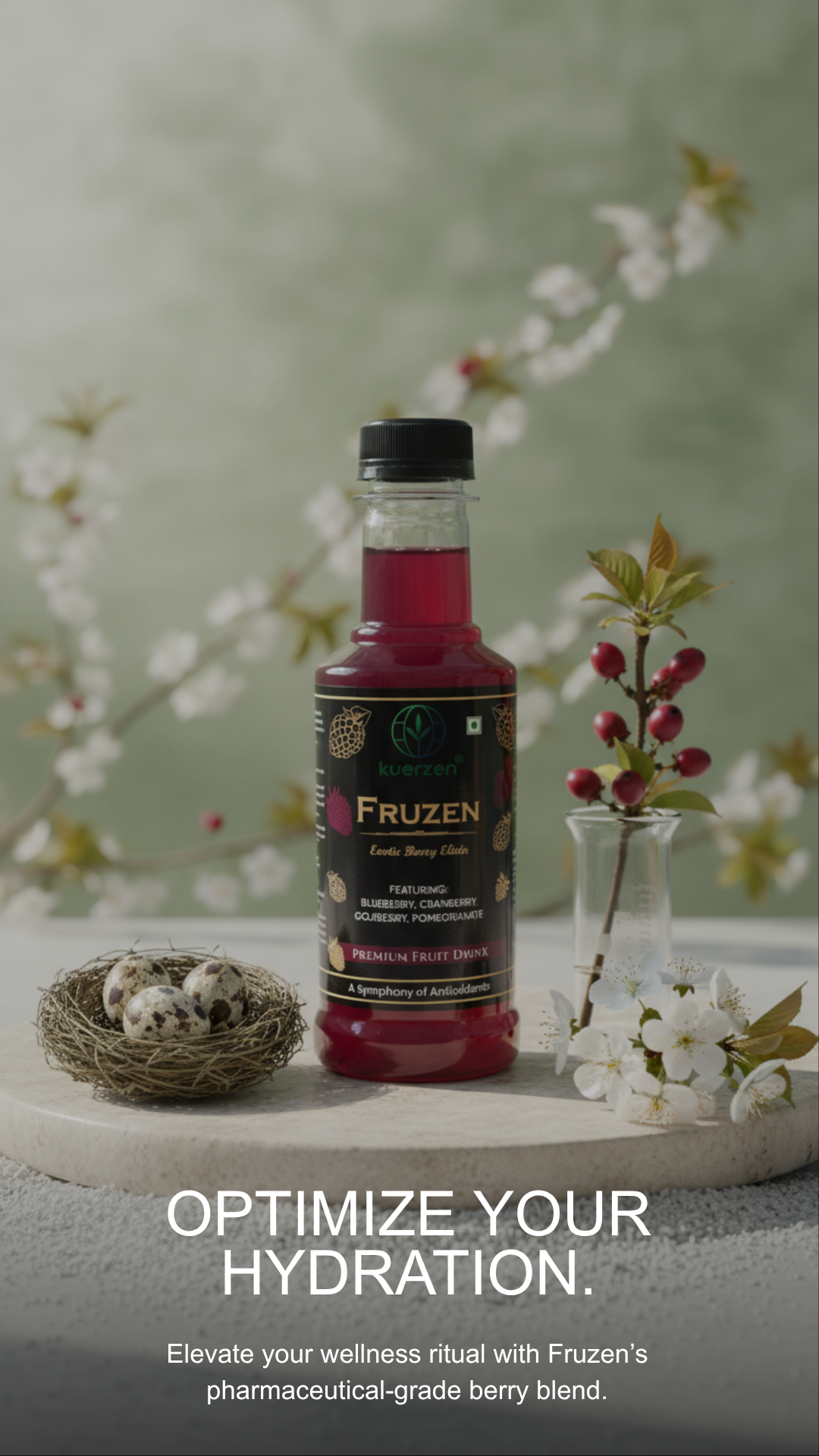 Kuerzen Fruzen Exotic Berry Elixir | Premium Antioxidant Fruit Drink (250ml) | Natural Blueberry, Cranberry & Pomegranate | Healthy No-Soda Alternative