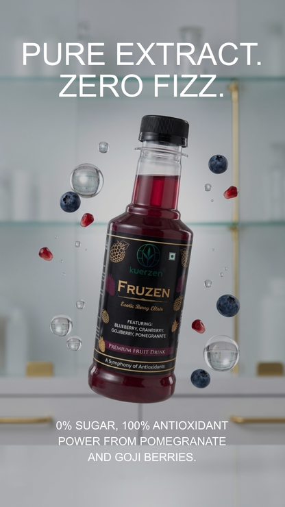 Kuerzen Fruzen Exotic Berry Elixir | Premium Antioxidant Fruit Drink (250ml) | Natural Blueberry, Cranberry & Pomegranate | Healthy No-Soda Alternative