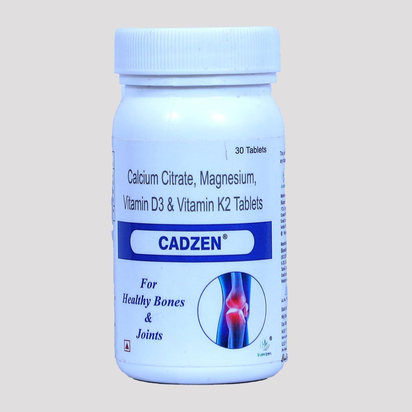 Kuerzen Cadzen Calcium Tablets | Calcium + Vitamin D3 + Vitamin K2 + Magnesium | Complete Bone, Muscle & Teeth Nutrition | Doctor Formulated Daily Wellness Supplement | 30 Tablets