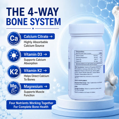 Kuerzen Cadzen Calcium Tablets | Calcium + Vitamin D3 + Vitamin K2 + Magnesium | Complete Bone, Muscle & Teeth Nutrition | Doctor Formulated Daily Wellness Supplement | 30 Tablets