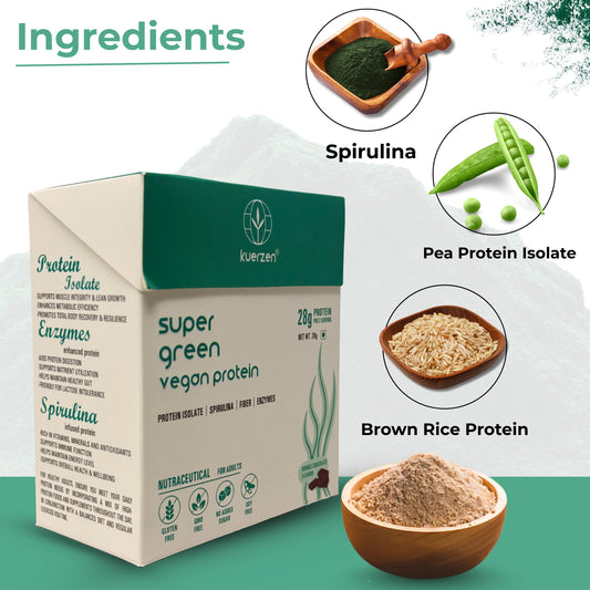 Spirulina, pea, and brown rice protein supplement