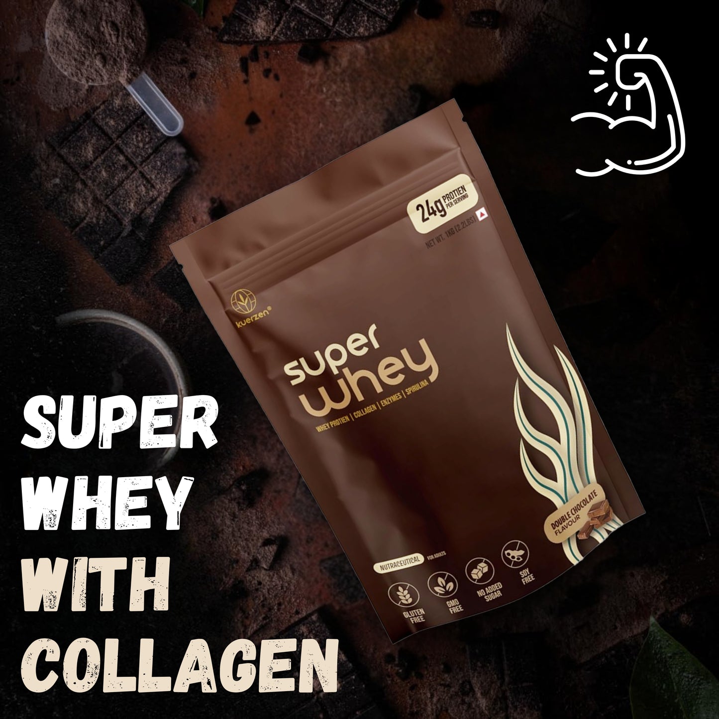 Whey protein powder with collagen and spirulina